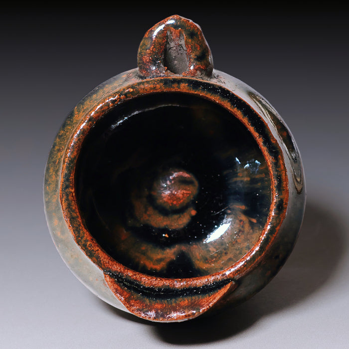 Qing Dynasty, Brown Glazed Ceramic Oil Lamp
