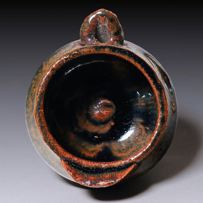 Qing Dynasty, Brown Glazed Ceramic Oil Lamp