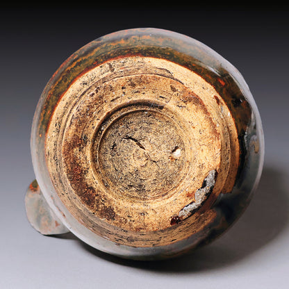 Qing Dynasty, Brown Glazed Ceramic Oil Lamp