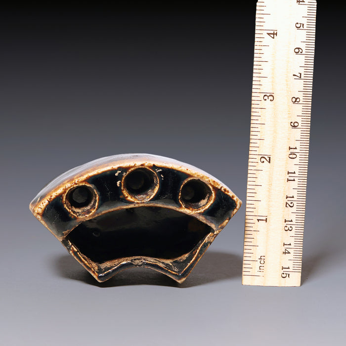 Qing Dynasty, Dark Glazed Ceramic Calligraphy Brush Holder