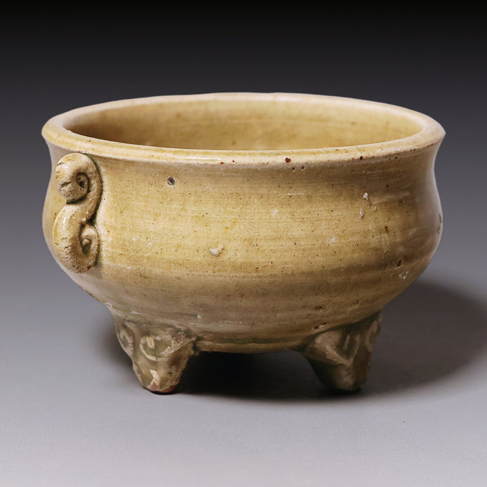 Qing Dynasty, Glazed Tripod Incense Burner with Handles