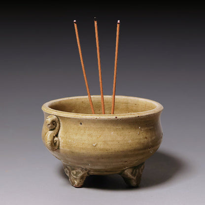 Qing Dynasty, Glazed Tripod Incense Burner with Handles