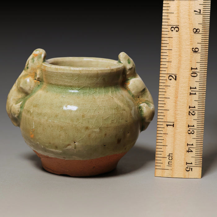 Qing Dynasty, Green Glazed Incense Burner with Dragon Handles