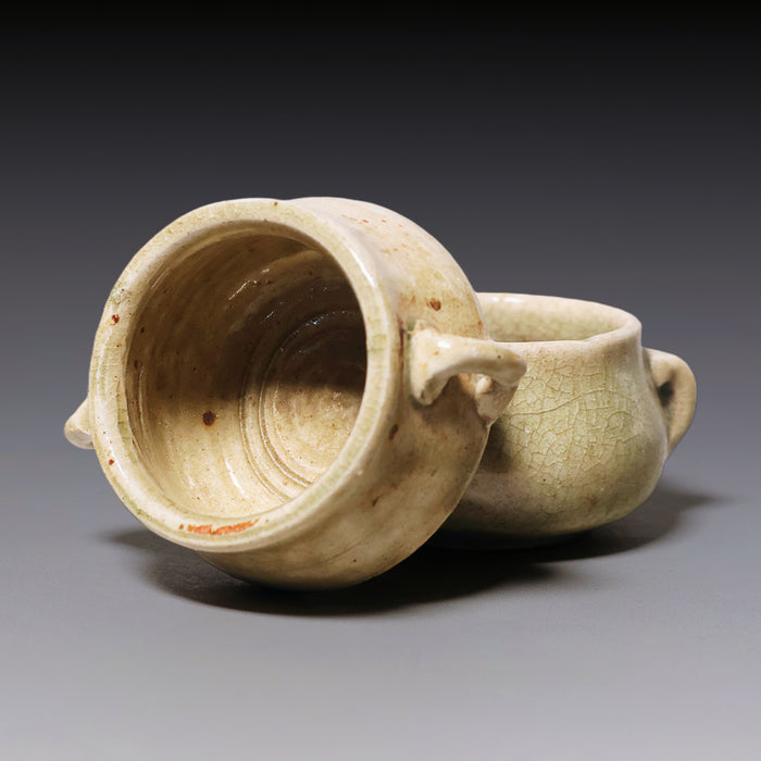 Qing Dynasty, Set of Two Celadon Glazed Miniature Incense Burners