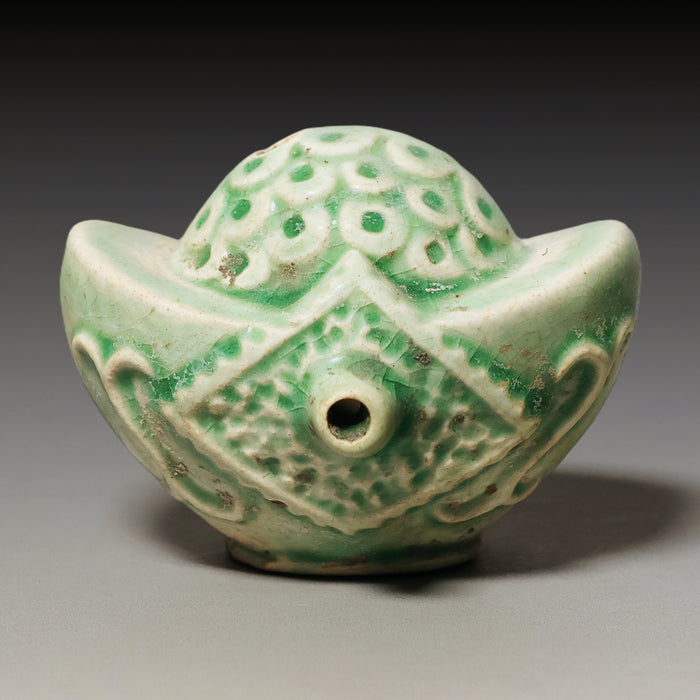 Qing Dynasty, Sycee (Ingot) Shaped Celadon Glazed Water Dropper (Calligraphy Tool)