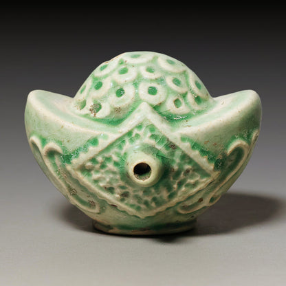 Qing Dynasty, Sycee (Ingot) Shaped Celadon Glazed Water Dropper (Calligraphy Tool)