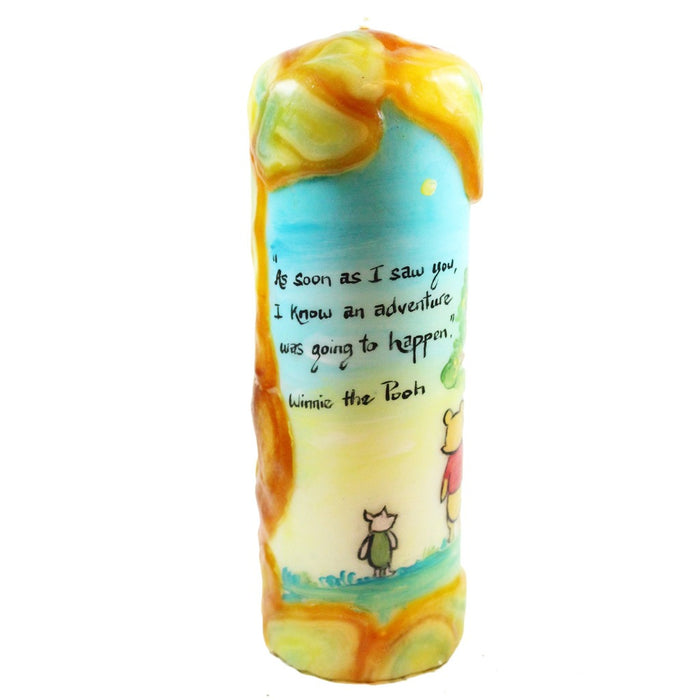 Quote Pillar Candle - "As soon as I saw you, I knew an adventure was going to happen" Winnie the Pooh - Candlestock.com