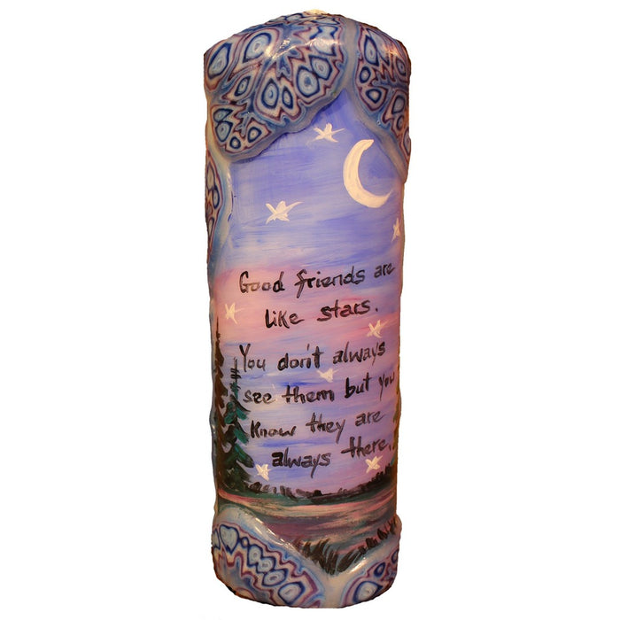 Quote Pillar Candle - "Good friends are like stars. You don't always see them, but you know they're always there." - Candlestock.com