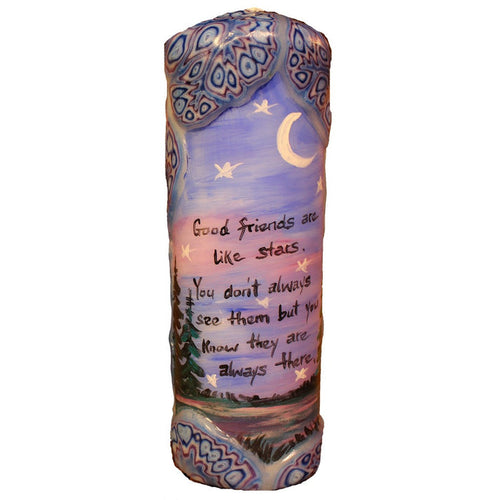 Quote Pillar Candle - "Good friends are like stars. You don't always see them, but you know they're always there." - Candlestock.com