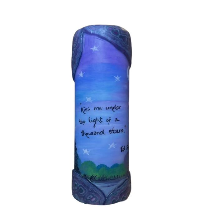 Quote Pillar Candle - "Kiss me under the light of a thousand stars."