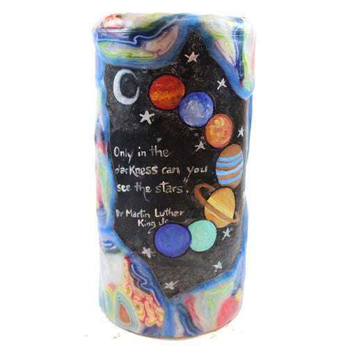 Quote Pillar Candle - "Only in the darkness can you see the stars." - Dr. Martin Luther King Jr. - Candlestock.com
