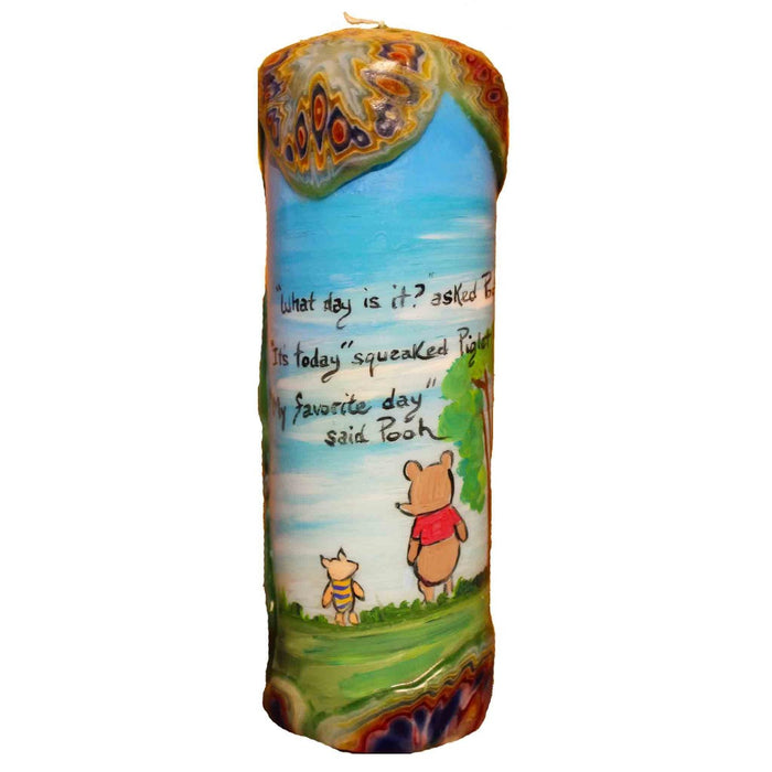 Quote Pillar Candle - "What day is it? asked Pooh "It's today" squeaked Piglet "My favorite day" said Pooh" Winnie the Pooh