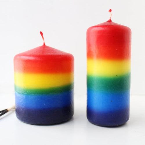 Rainbow Pillar Candle