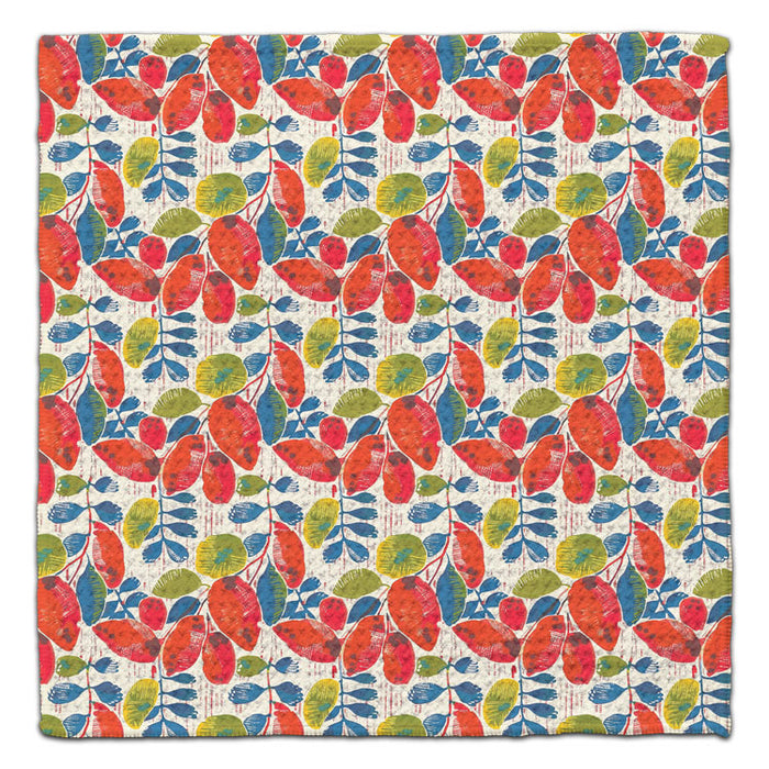 Red Leaves Waffle Weave Washcloth