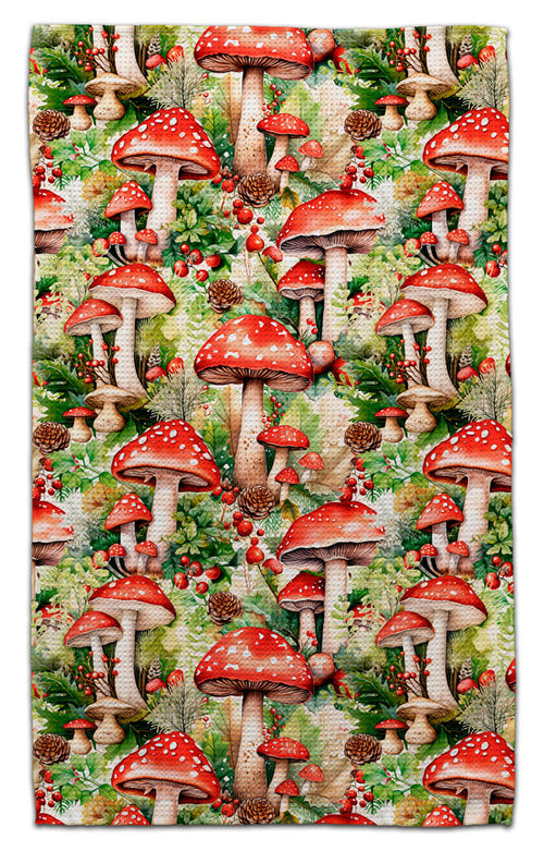 Red Mushrooms Waffle Weave Towel - CJ Bella Co.
