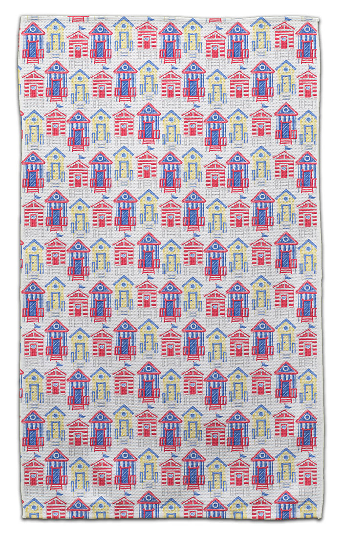 Red, Yellow & Blue House Waffle Weave Towel - CJ Bella Co.