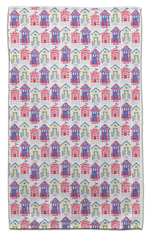 Red, Yellow & Blue House Waffle Weave Towel - CJ Bella Co.