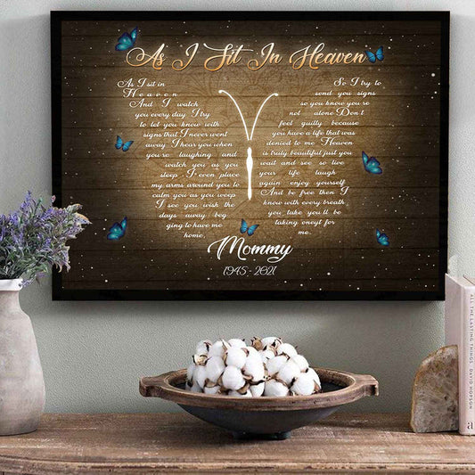 Remembrance Gifts for Loss of Mother, As I Sit in Heaven Memorial Canvas, Mom Memorial Gifts