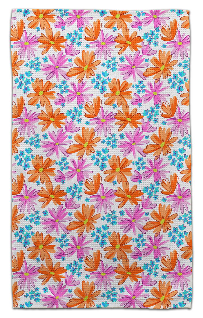 Retro Pink/Orange Waffle Weave Towel - CJ Bella Co.