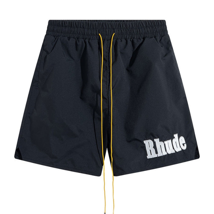 RHUDE embroidered tie elastic track shorts