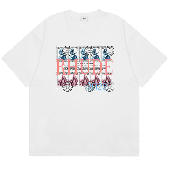 RHUDE Rhude Oil Painting Clock Coconut Tree Print T-Shirts