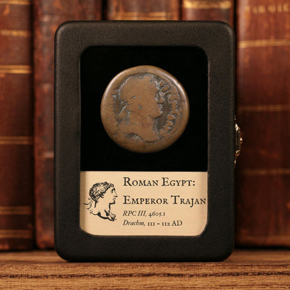 Roman Egypt, Emperor Trajan, AE Drachm, Emperor on Elephant Chariot - 111 to 112 CE - Roman Egypt