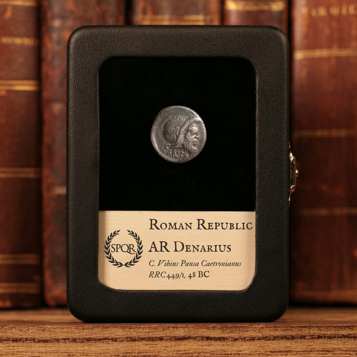 Roman Republic, C. Vibius, AR Denarius, Jupiter & Pan (God of the Wild) - 48 BCE - Roman Republic