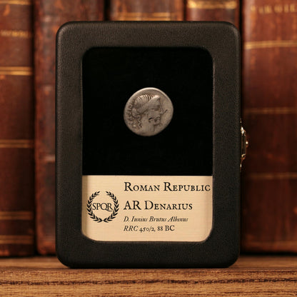 Roman Republic, D. Iunius Brutus, AR Denarius (Julius Caesar as Dictator) - 48 BCE - Roman Republic