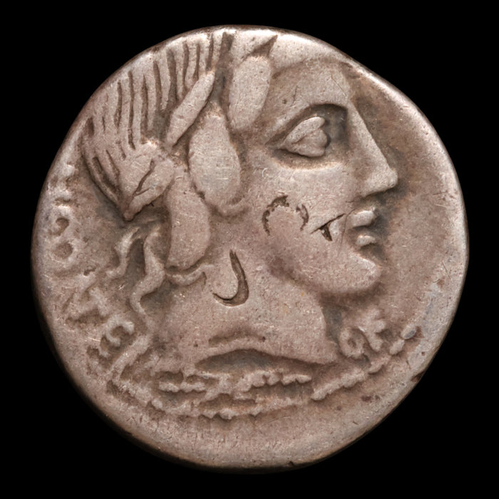 Roman Republic, Mn. Fonteius, AR Denarius, Apollo & Cupid - 85 BCE - Roman Republic