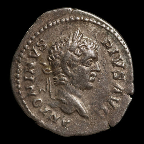 Rome, Emperor Caracalla, AR Denarius, Virtus (Deity of Bravery) - 209 CE - Roman Empire