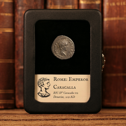 Rome, Emperor Caracalla, AR Denarius, Virtus (Deity of Bravery) - 209 CE - Roman Empire