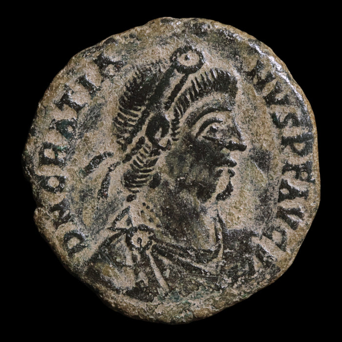 Rome, Emperor Gratian, AE2, Emperor With Kneeling Woman - 378 to 383 CE - Roman Empire