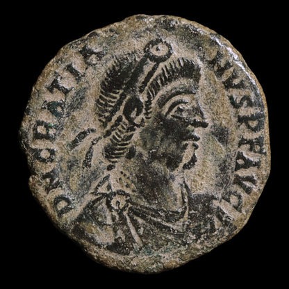 Rome, Emperor Gratian, AE2, Emperor With Kneeling Woman - 378 to 383 CE - Roman Empire