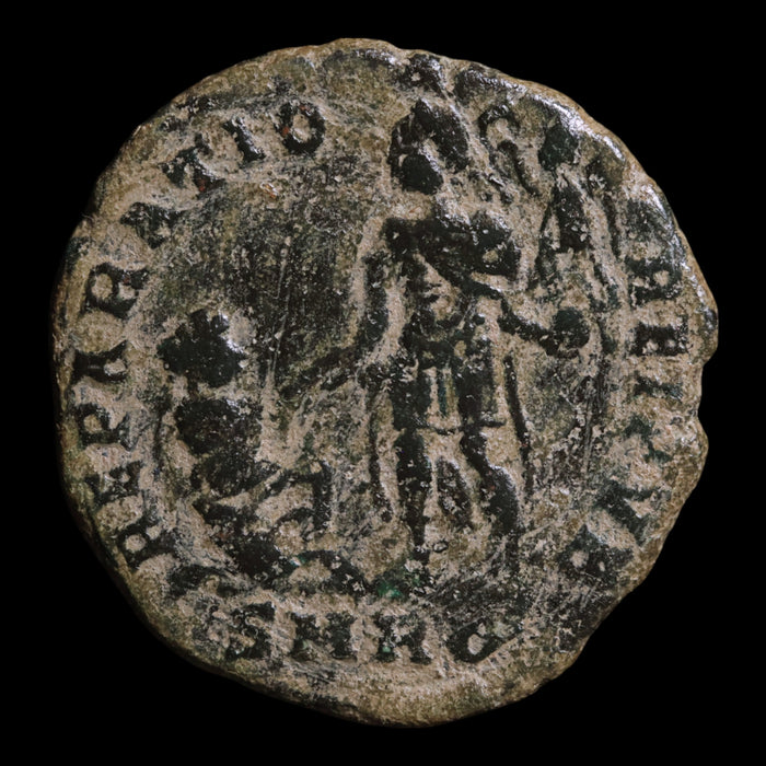 Rome, Emperor Gratian, AE2, Emperor With Kneeling Woman - 378 to 383 CE - Roman Empire