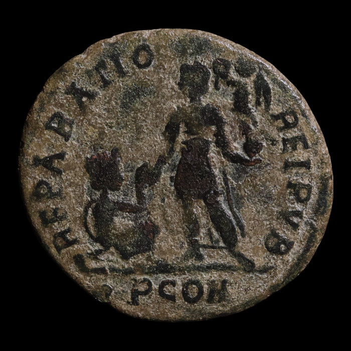 Rome, Emperor Gratian, AE2, Emperor With Kneeling Woman - 378 to 383 CE - Roman Empire
