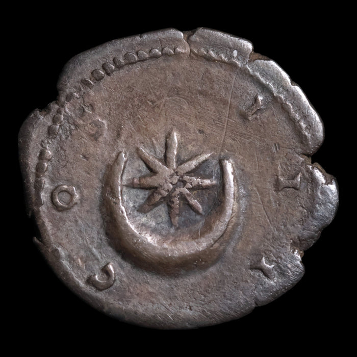 Rome, Emperor Hadrian, AR Denarius, Star within crescent - 126 to 127 CE - Roman Empire