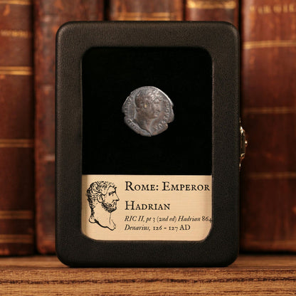 Rome, Emperor Hadrian, AR Denarius, Star within crescent - 126 to 127 CE - Roman Empire