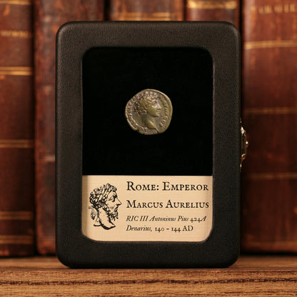 Rome, Emperor Marcus Aurelius, AR Denarius, Priestly Implements - 140 to 144 CE - Roman Empire