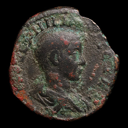 Rome, Emperor Philip II, AE Sestertius, Emperor in Military Attire Reverese - 244 to 246 CE - Roman Empire