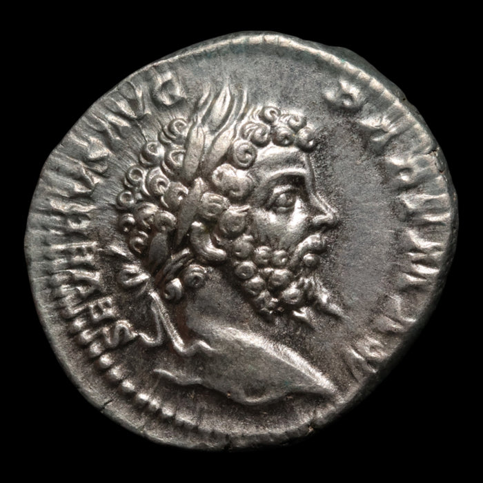 Rome, Emperor Septimius Severus, AR Denarius, Virtus (Bravery) - 200 to 201 CE - Roman Empire