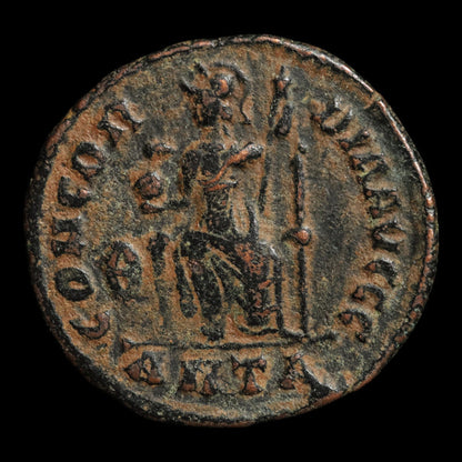 Rome, Emperor Theodosius I, AE3, Roma (Goddess of Rome) - 378 to 383 CE - Roman Empire