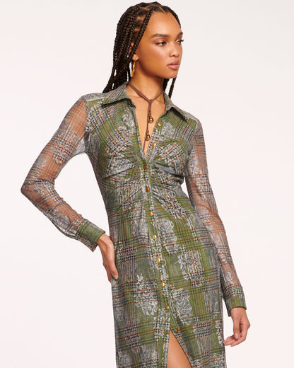 Wyatt Button Down Mesh Maxi Dress