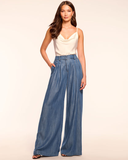 Oscar Chambray Pleated Pant