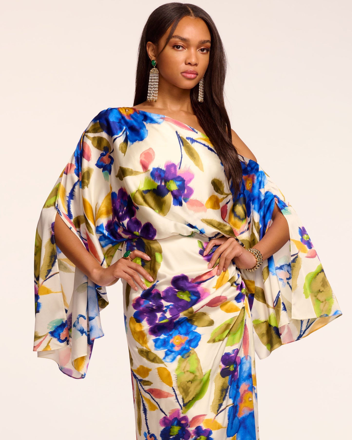 Noel Printed Silk Off-The-Shoulder Maxi Dress