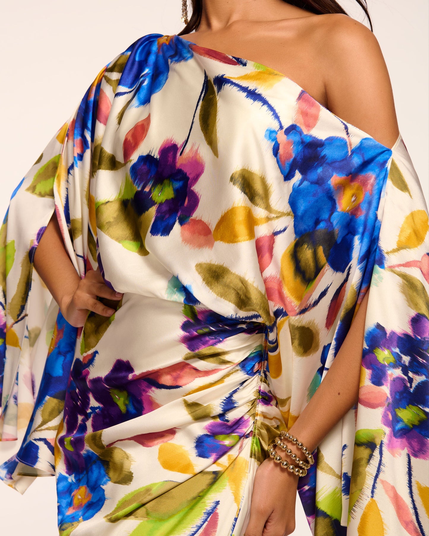 Noel Printed Silk Off-The-Shoulder Maxi Dress