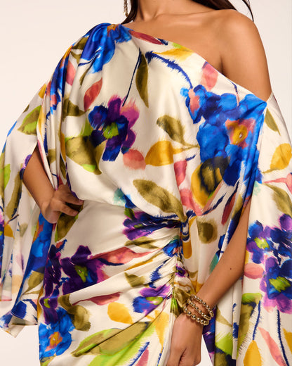 Noel Printed Silk Off-The-Shoulder Maxi Dress