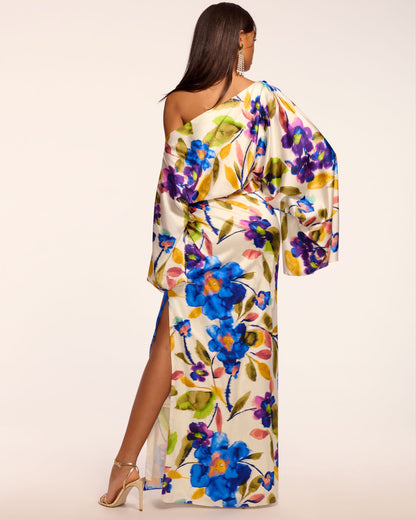 Noel Printed Silk Off-The-Shoulder Maxi Dress