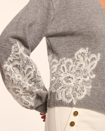 Perry Wool Embellished Cardigan Sweater