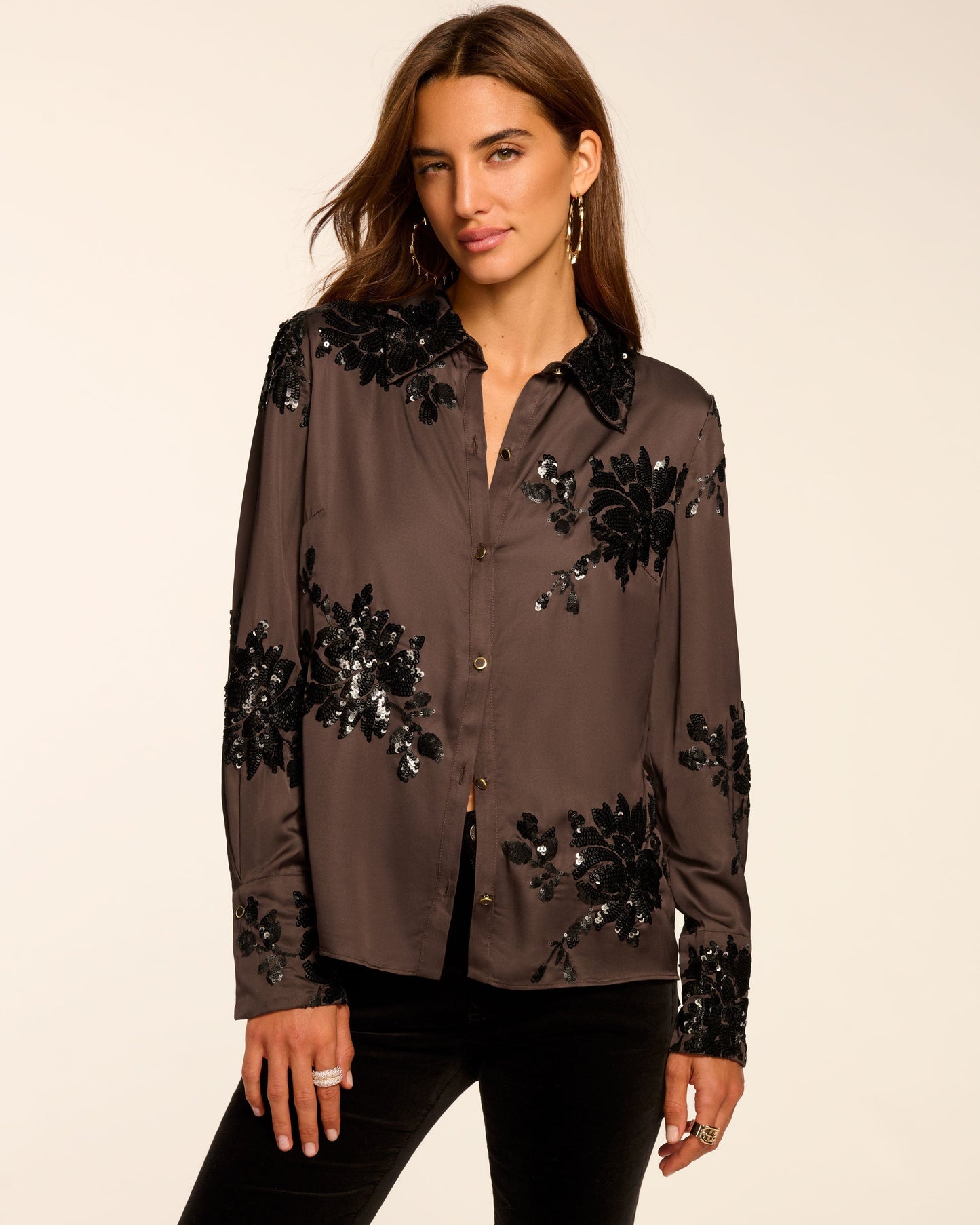 Sara Button Down Embellished Shirt