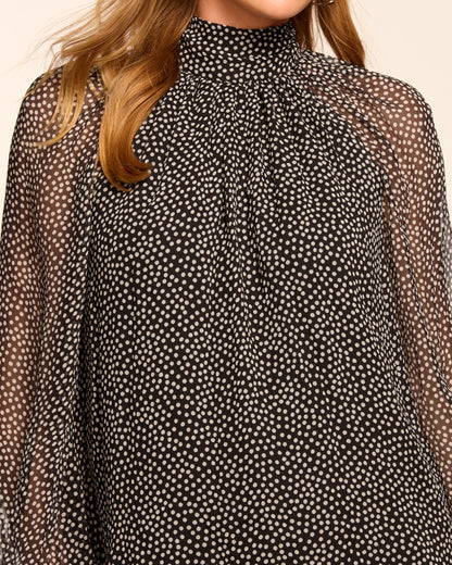 Suzanne Silk Mock Neck Long Sleeve Blouse